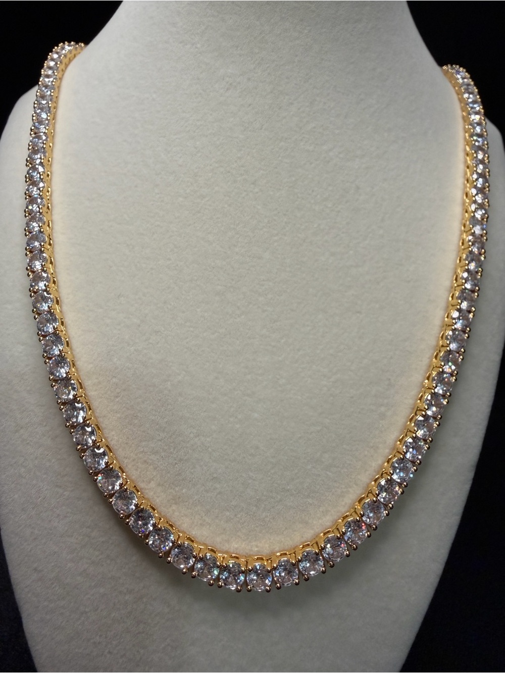 Beautiful Tennis Necklace 22in 5.5MM 14K Gold Finish. AAA CZ Stones. Box lock